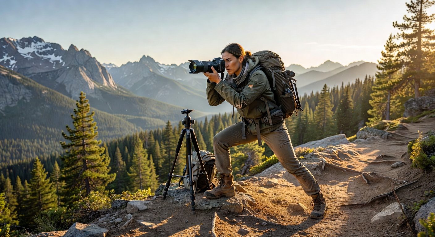 Photographer capturing nature on a budget travel adventure